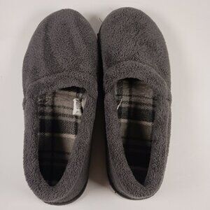 Unbranded Men's Slippers Sz M(9-10) Plaid White/Black Inside Gray Fleece Outside